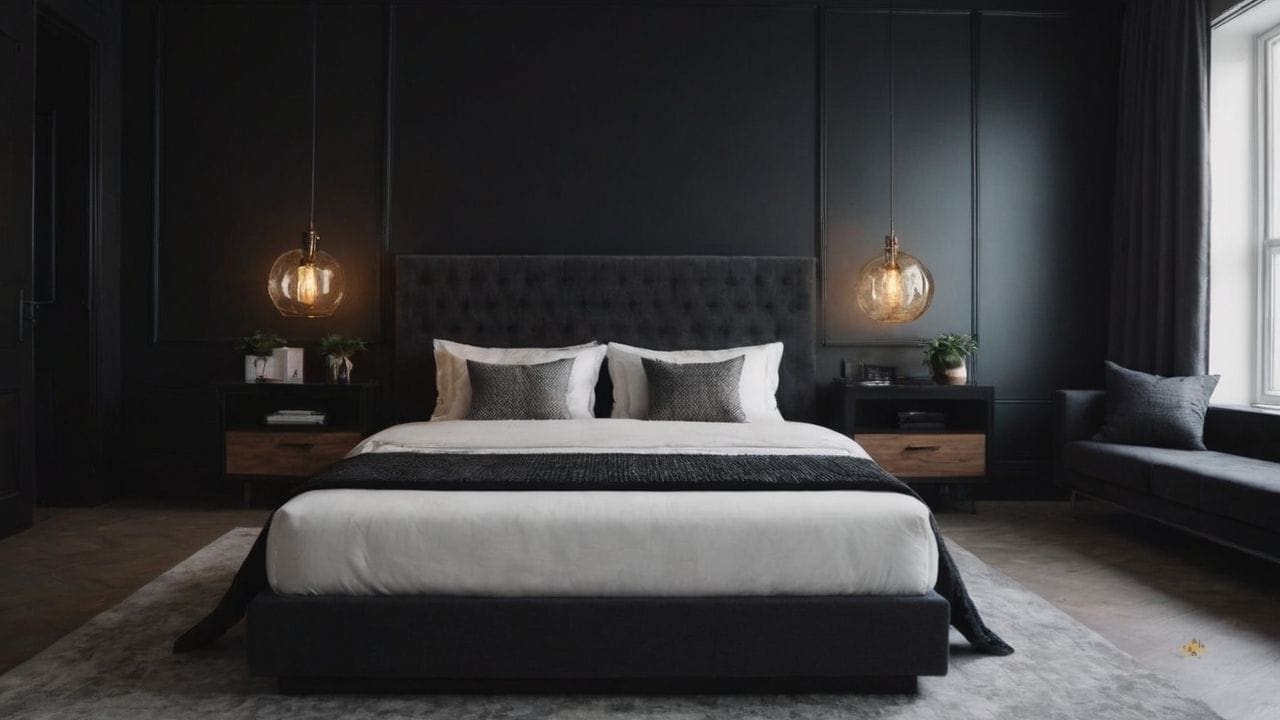 49. Quarto preto proporciona arquitetura