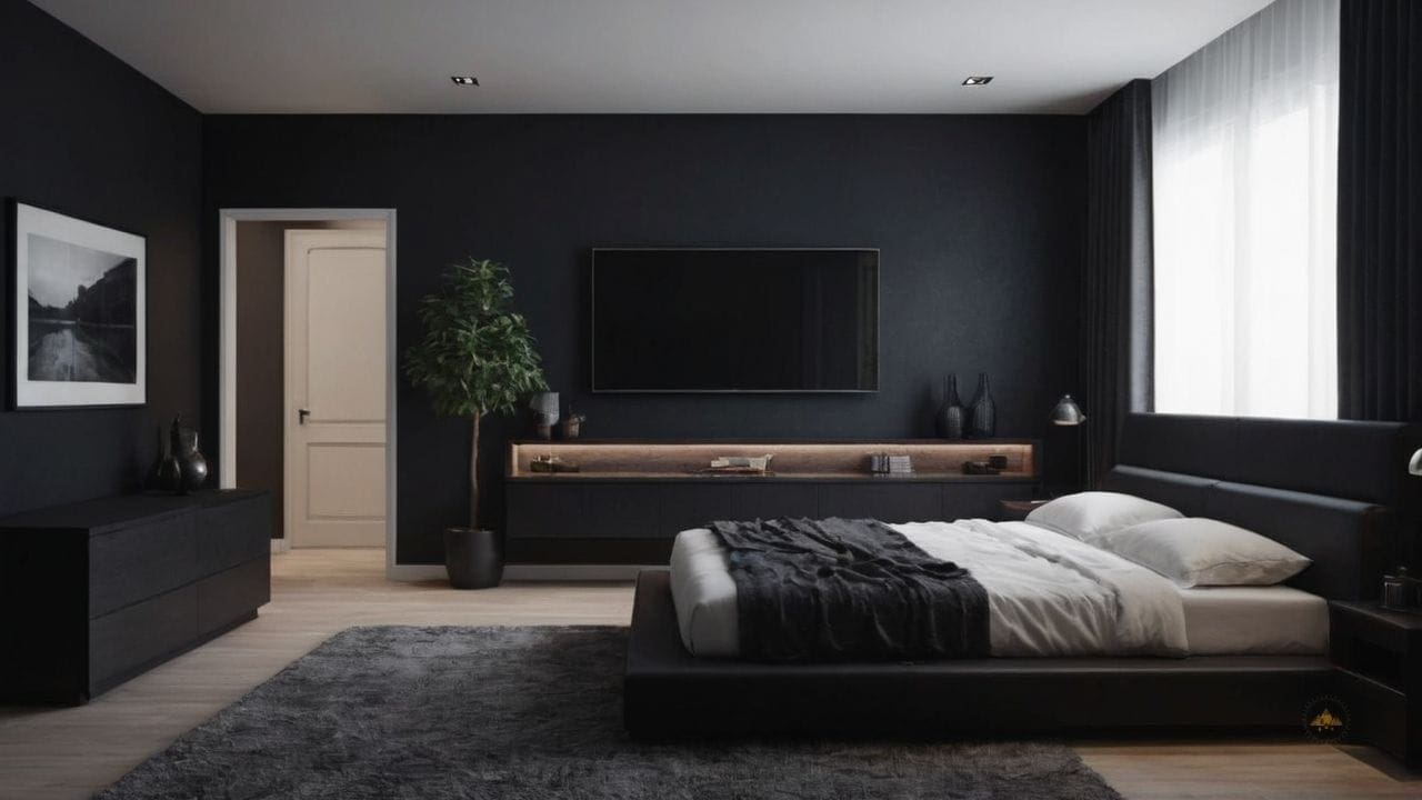 59. Quarto preto proporciona embutido