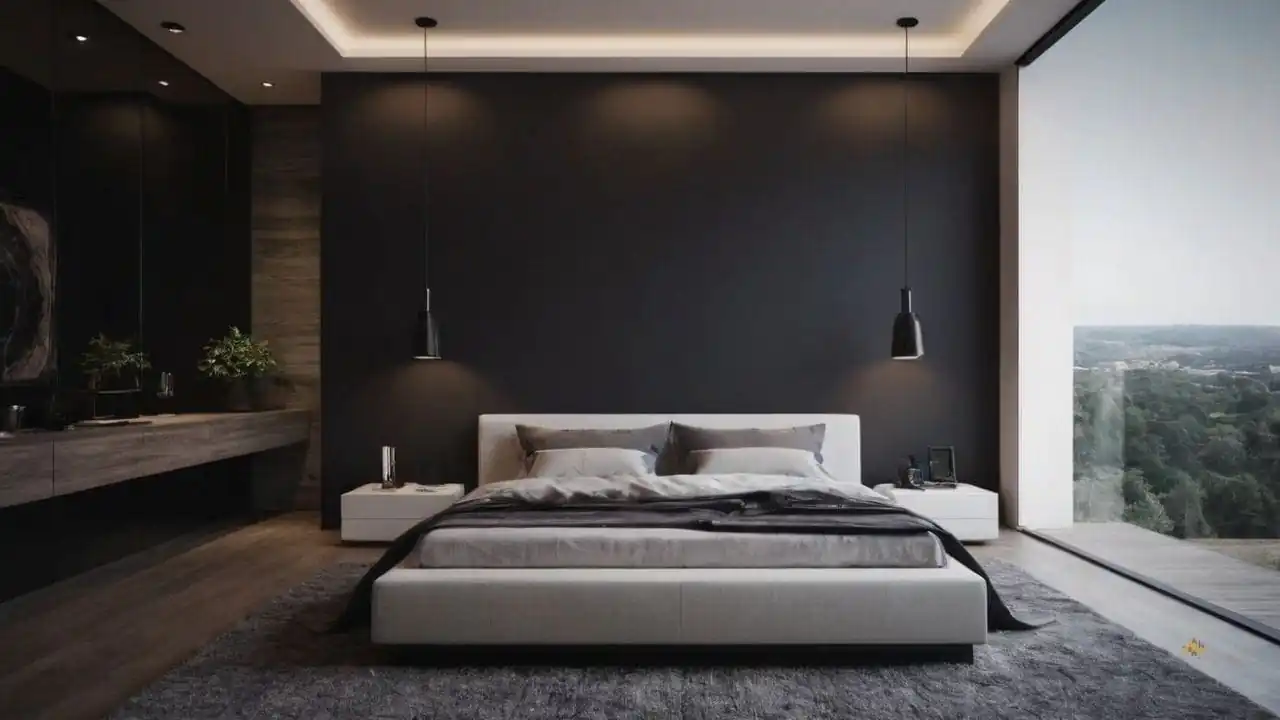 63. Quarto preto proporciona geométrico