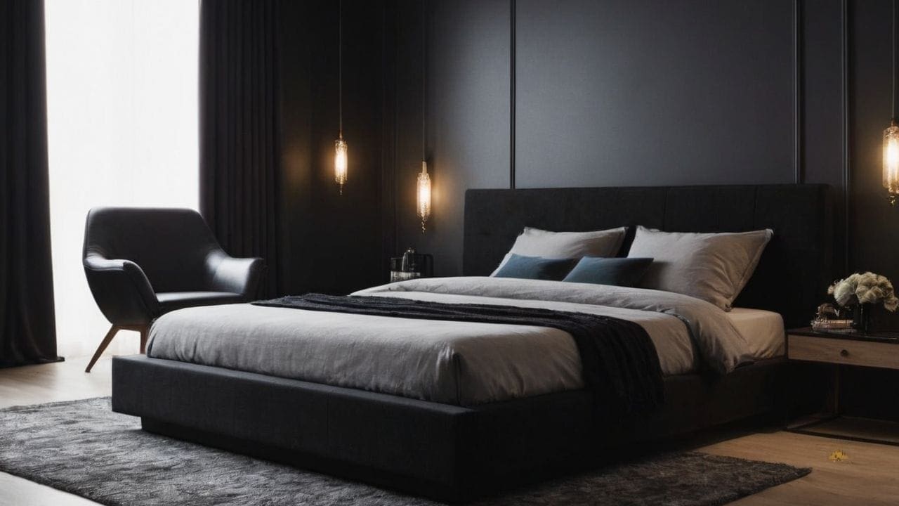 65. Quarto preto proporciona vintage