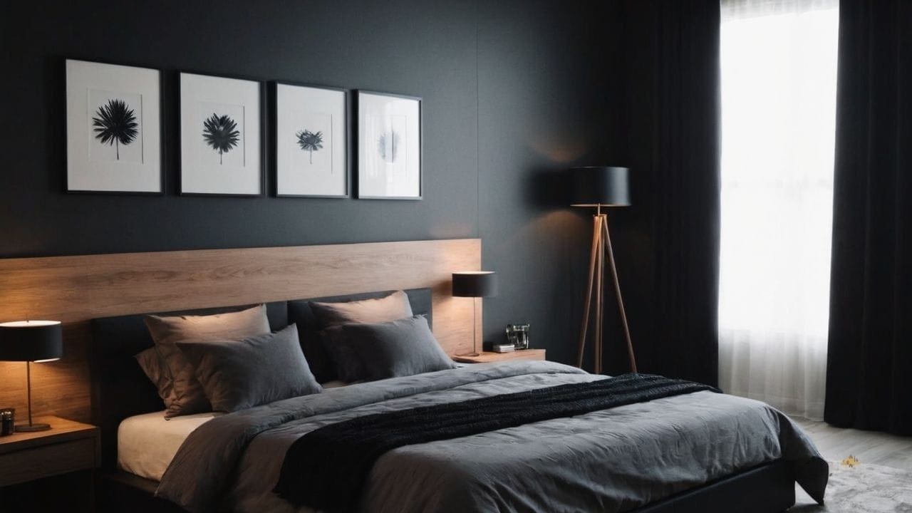 72. Quarto preto proporciona decoração