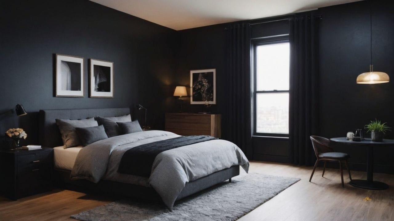 86. Quarto preto proporciona compacto