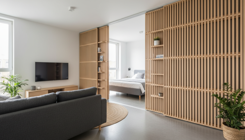 Apartamento compacto ganha amplitude com painéis