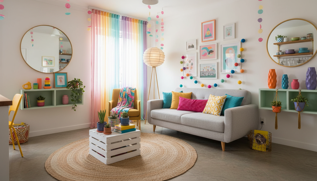 Decoração colorida e econômica para apartamento pequeno Decoração colorida e econômica para apartamento pequeno
