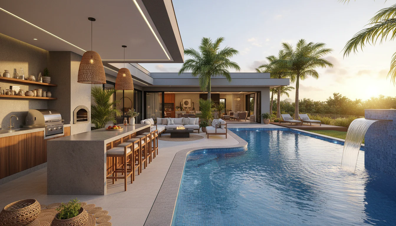 Área gourmet com piscina: projetos e decoração