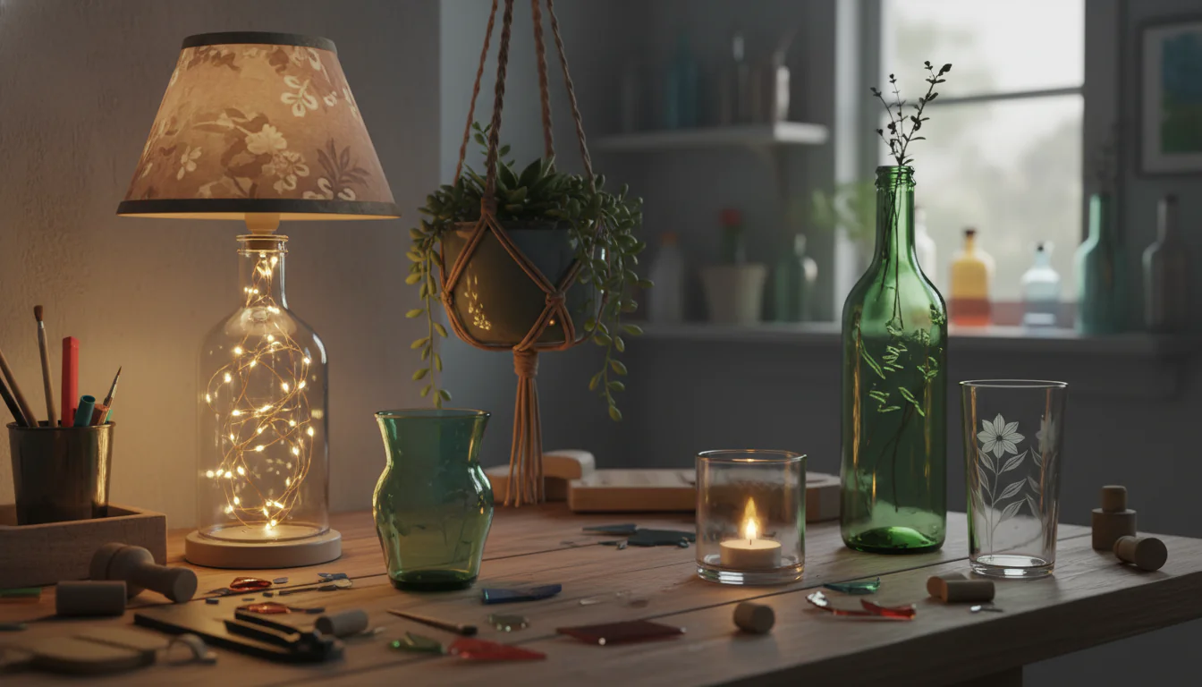 Artesanato com garrafa de vidro: reutilização criativa Artesanato com garrafa de vidro: reutilização criativa