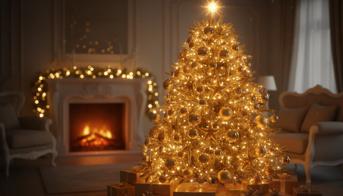 Árvore de Natal dourada: fotos cheias de luz