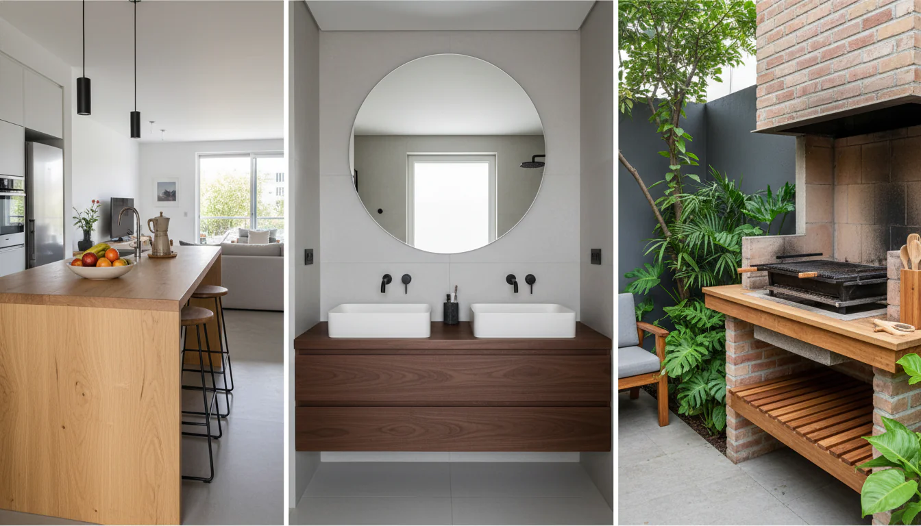 Bancada de madeira: modelos para ambientes Bancada de madeira: modelos para ambientes