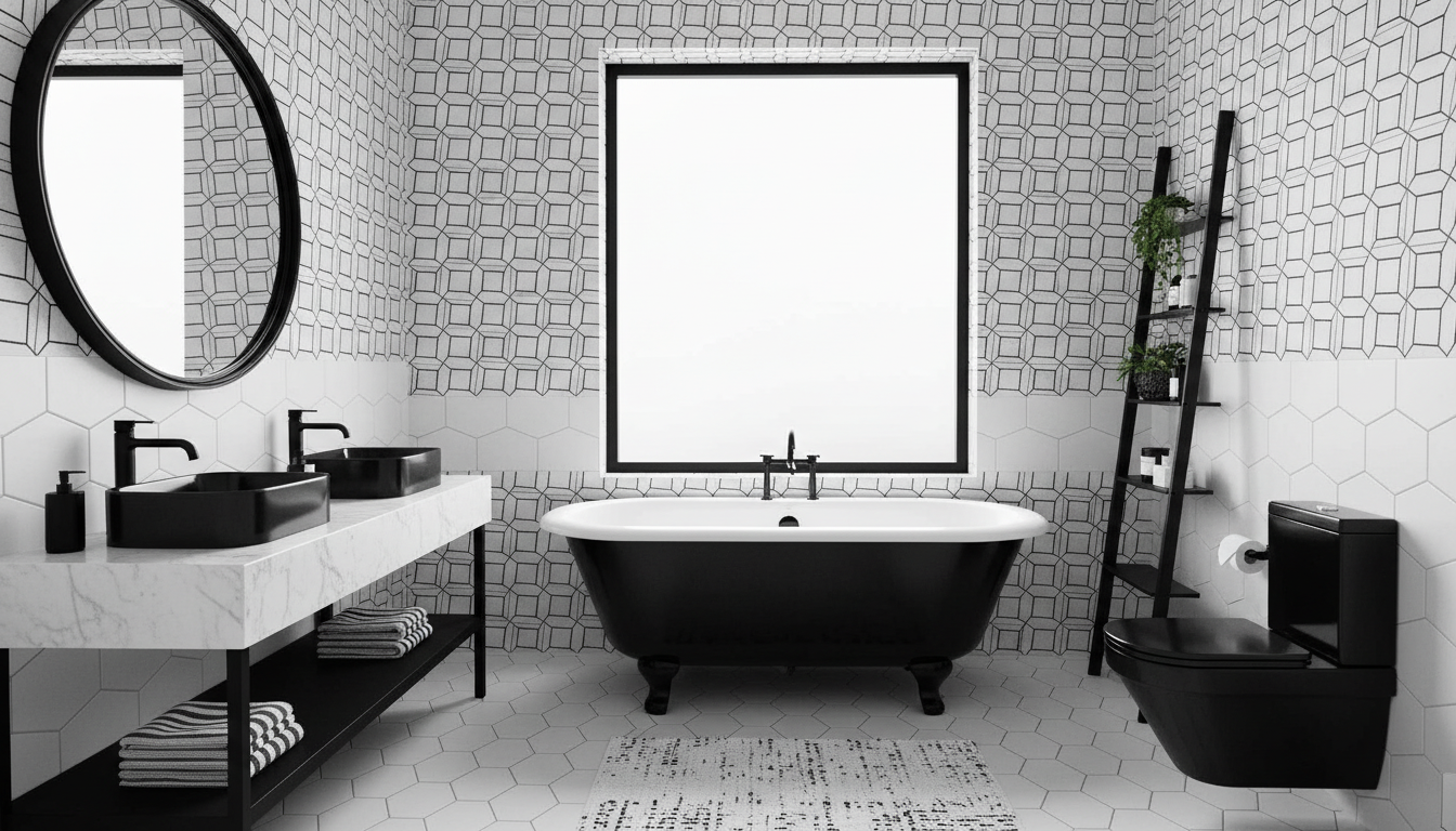 Banheiro preto e branco: estilo e elegância