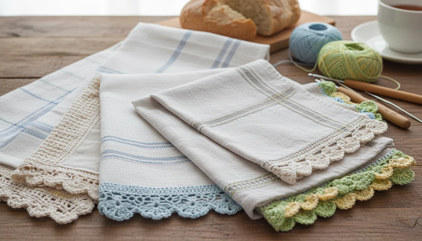 Bico de crochê em pano de prato: fotos e tutoriais Bico de crochê em pano de prato: fotos e tutoriais