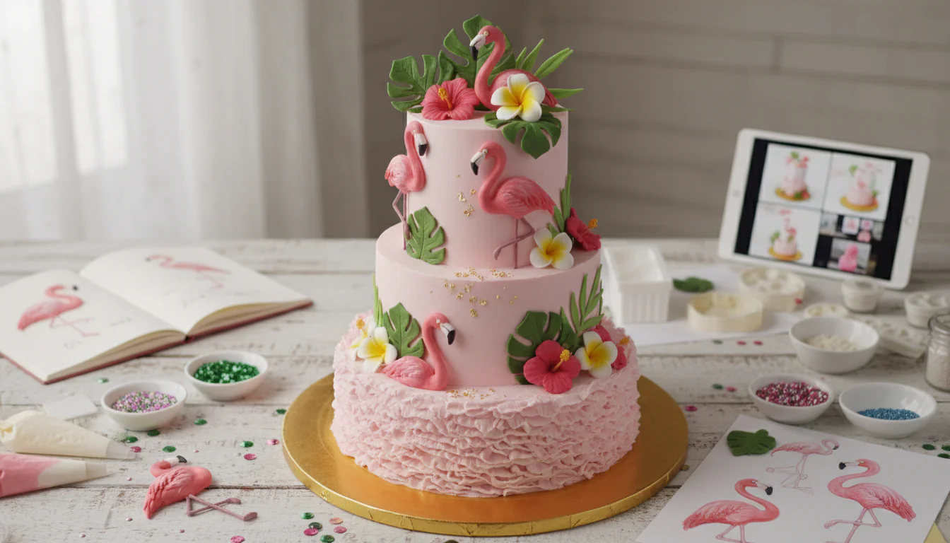 Bolo de flamingo: tutoriais e decorações tendência