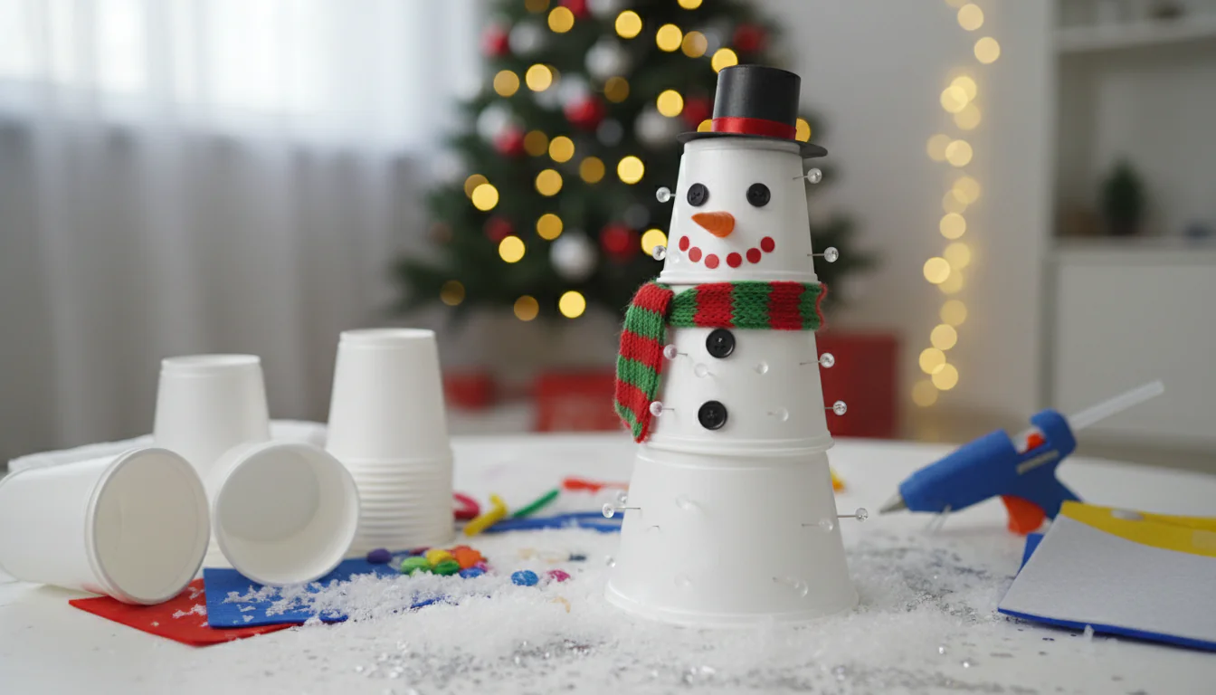 Boneco de neve de copo: ideias simples e baratas