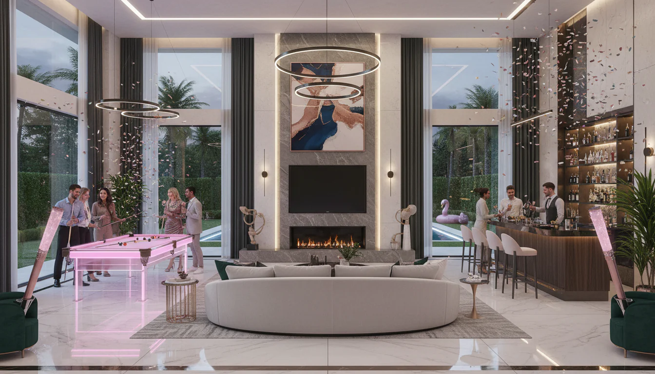 Mansão de Boca Rosa: ambientes elegantes e diversão