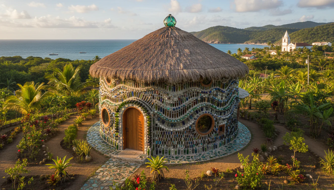 Casa feita com garrafas: chama atenção em Pernambuco Casa feita com garrafas: chama atenção em Pernambuco