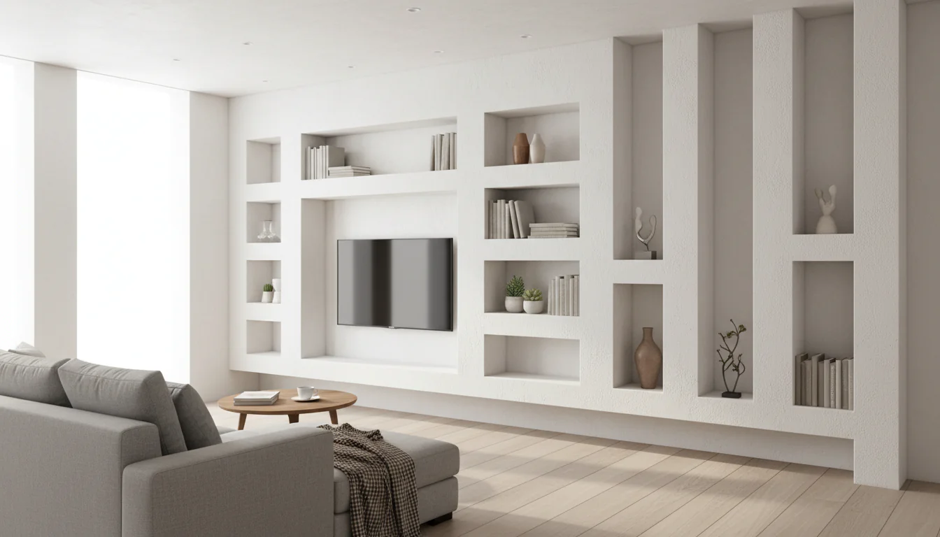 Estante de gesso para sala: modelos versáteis