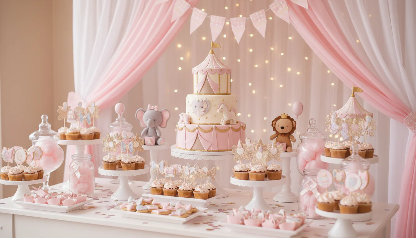 Festa circo rosa: toda fofura e delicadeza