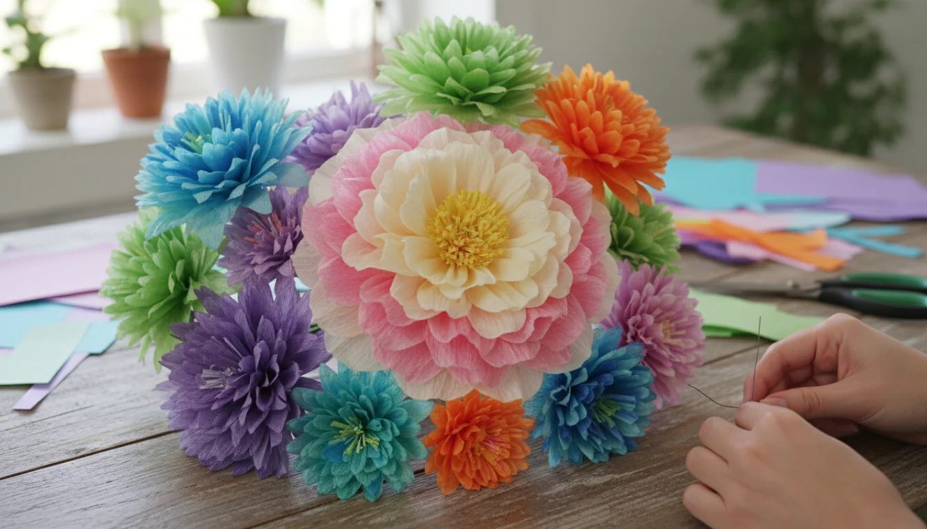 Flor de papel de seda: como fazer e ideias