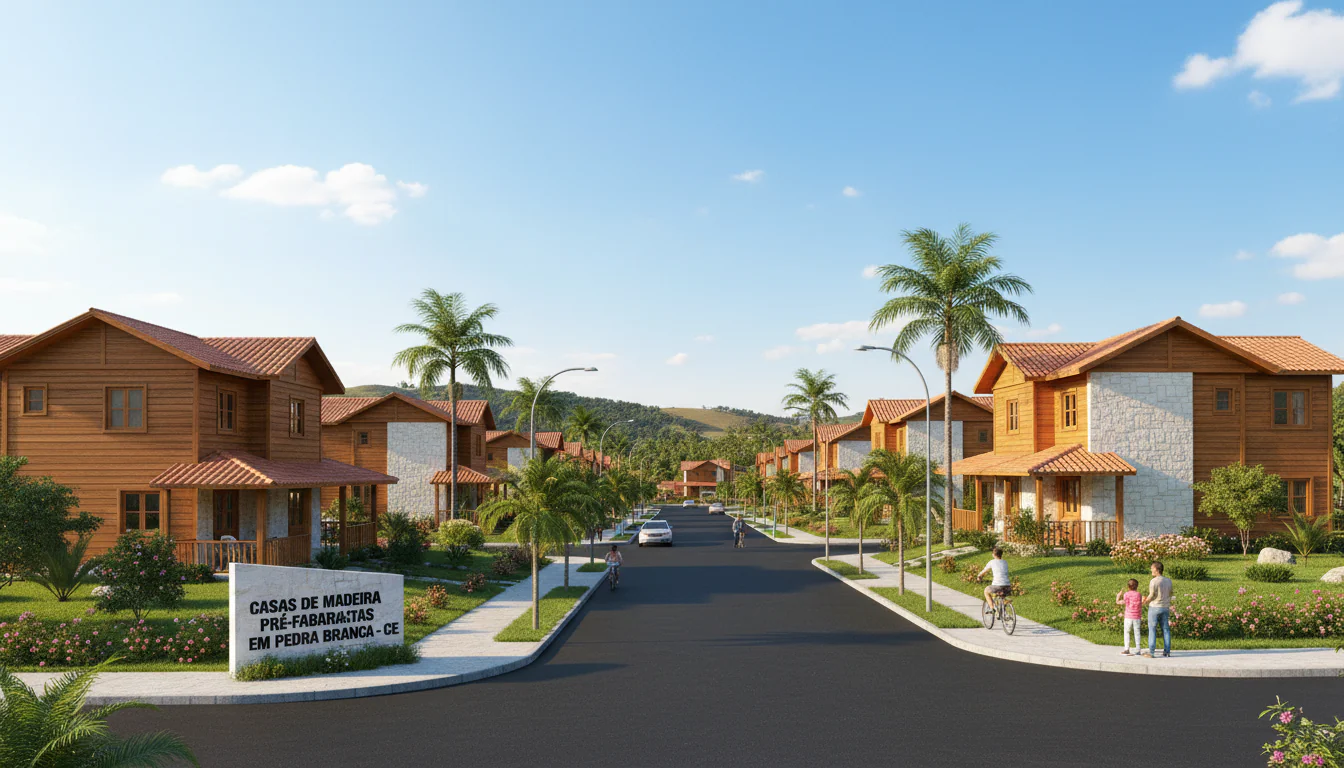 Casas de Madeira Pré-Fabricadas em Pedra Branca – CE Casas de Madeira Pré-Fabricadas em Pedra Branca – CE