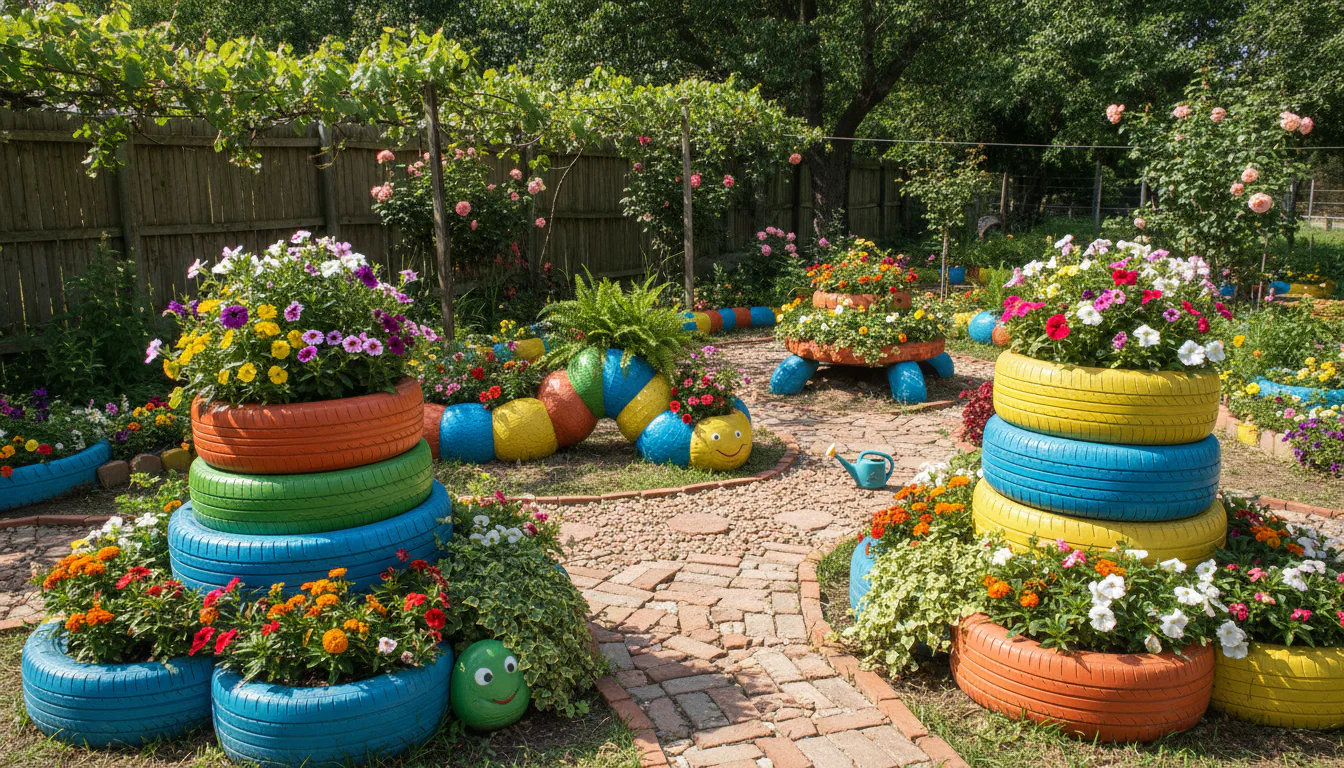 Jardim com pneus: ideias repletas de beleza