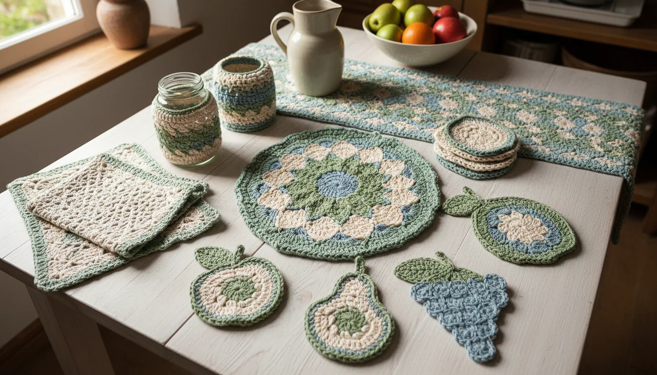 Jogo de cozinha de crochê: modelos para copiar