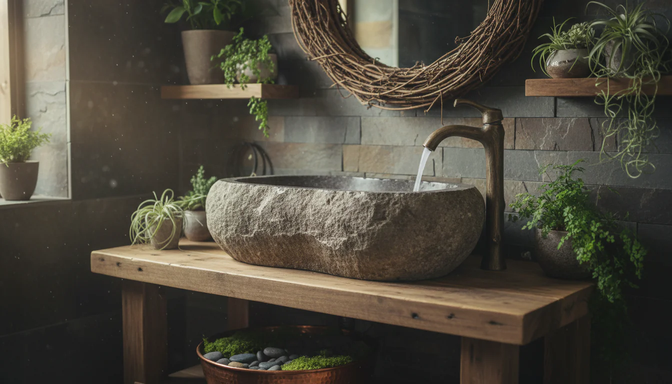 Lavabo rústico: ideias que remetem à natureza